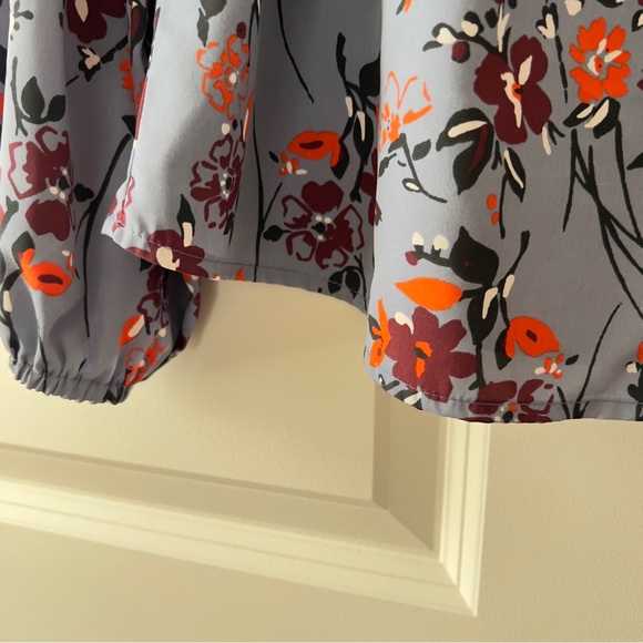 Abercrombie & Fitch Blue Red Orange Floral Long Sleeve Boho Blouse Women’s S - Picture 10 of 11